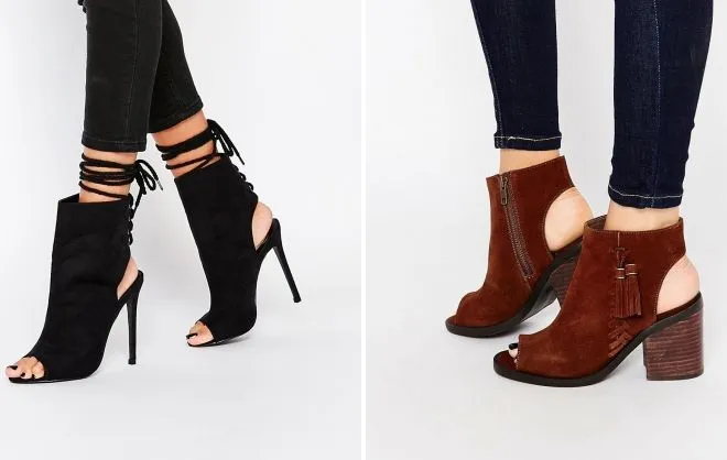 ботильоны с открытым носом и пяткой