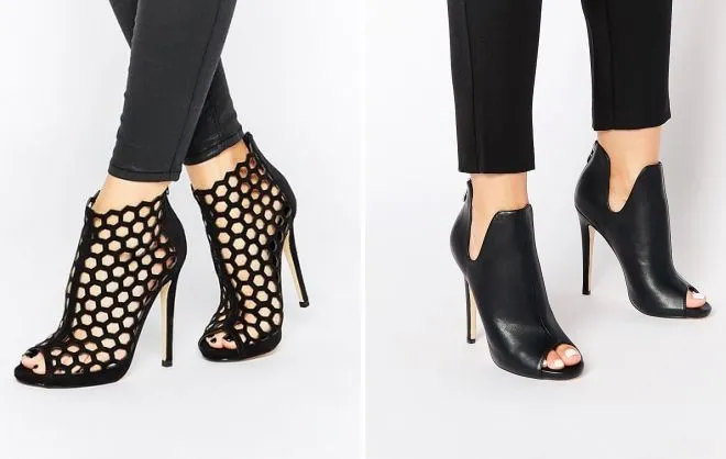 женские ботильоны с открытым носом