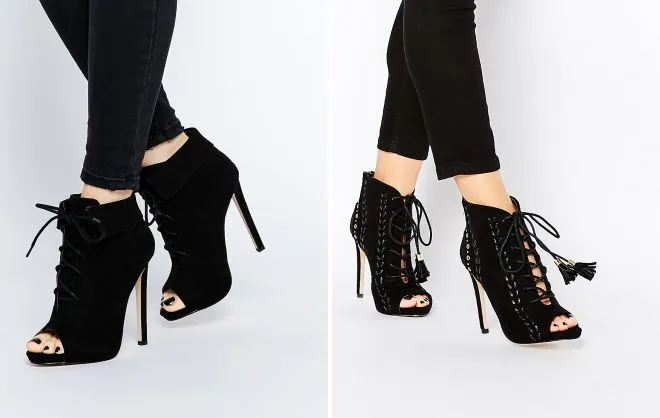 открытые ботильоны на каблуке