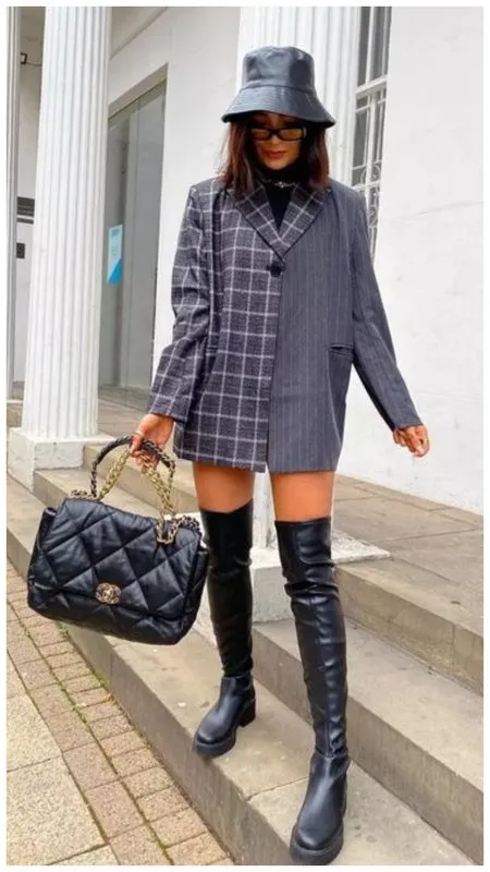 Как носить ботфорты с жакетом