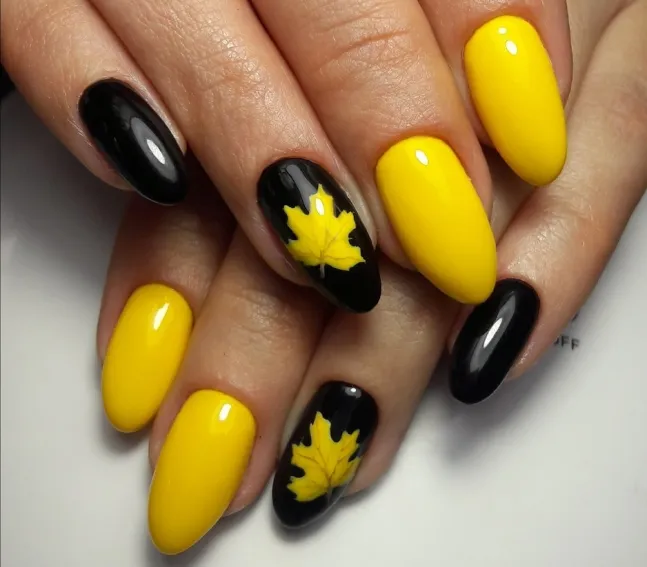 Маникюр желтый с черным - красивые идеи дизайнов с фото