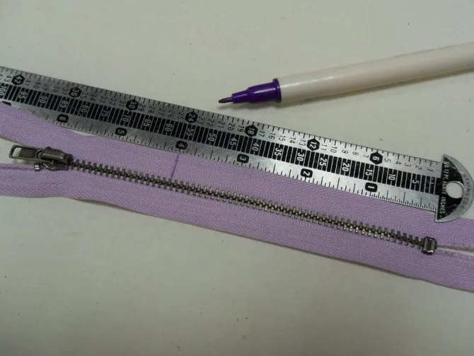 размета молнии перед укорачиванием