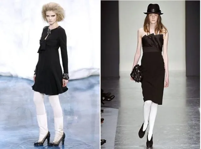 Белые носки в сочетании с черными.