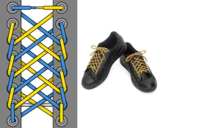 Свяжите спортивную одежду с пятью отверстиями.
