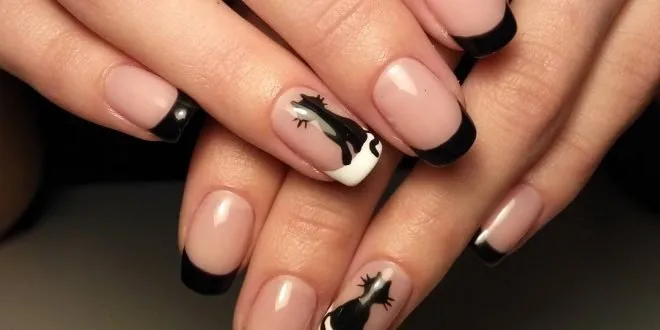 Ногти 2022 2023 фото черный френч